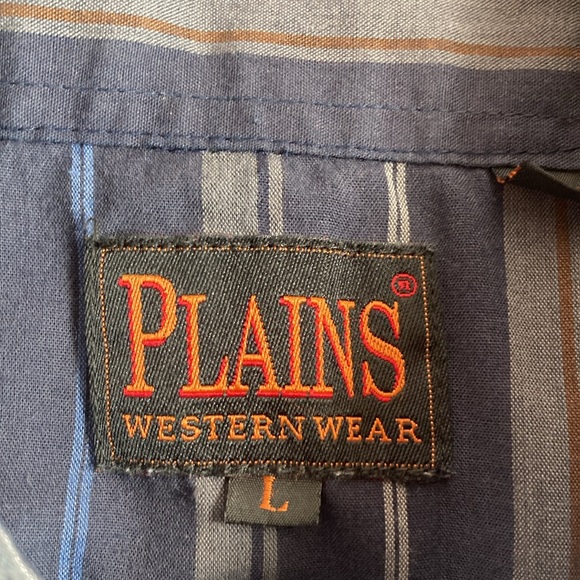 Mens Vintage Large Plains Western Blue Stripped Shirt Button Down - Picture 3 of 8